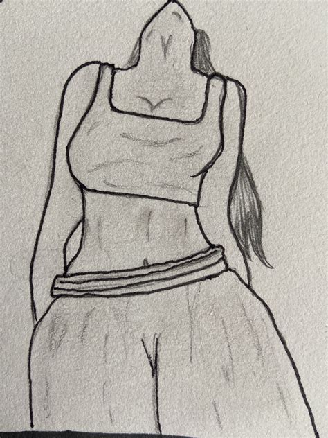 A Drawing Of A Woman S Torso With Her Hands On Her Hips And The Bottom