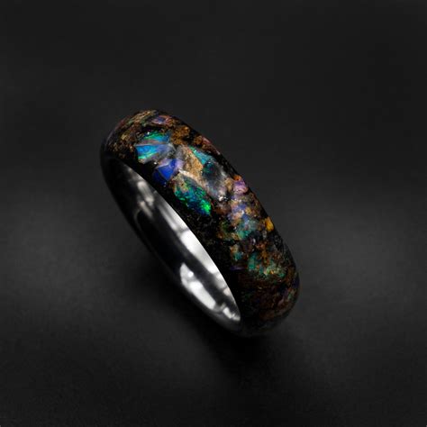 Glow In The Dark Ring Australian Opal Ring Mens Ring Genuine Opal