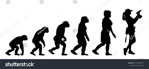 Painted Theory Evolution Man Vector Silhouette Stock Vector Royalty