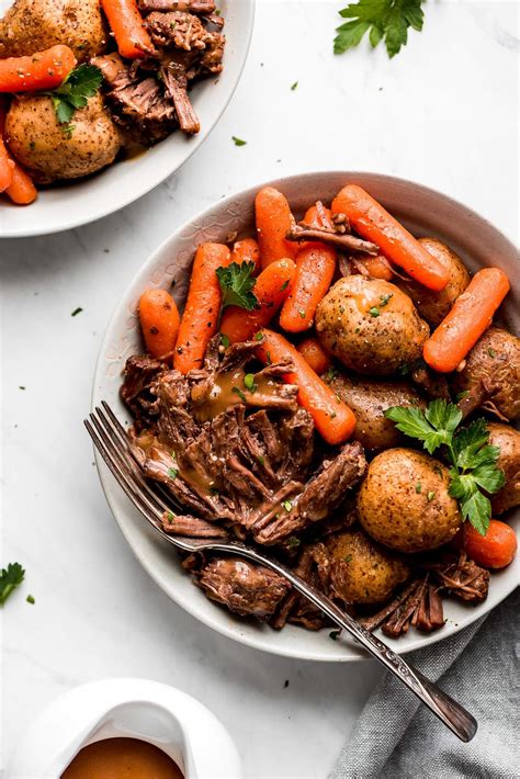 Roast Beef With Potatoes And Carrots With Gravy Classic Pot Roast Oven Or Slow Cooker The