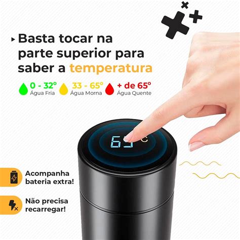 Garrafa T Rmica Em A O Inox Term Metro Digital Ml Mercadolivre