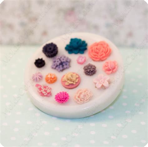 15 Beautiful Flowers Set Silicone Mould Molds For Polymer Etsy