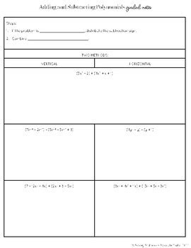 Adding And Subtracting Polynomials Guided Notes By Absolute Math