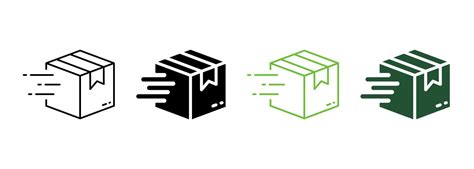 Parcel Box Fast Delivery Service Silhouette And Line Icon Speed