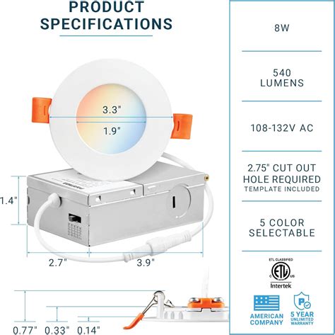 PARMIDA Paquete De 6 Luces LED Empotrables De 3 Pulgadas Regulables