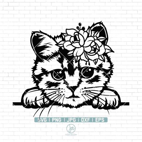 Cute Cat Svg Floral Cat Svg Cat Svg Cat Clipart Etsy