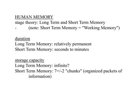 Short Term Working Memory