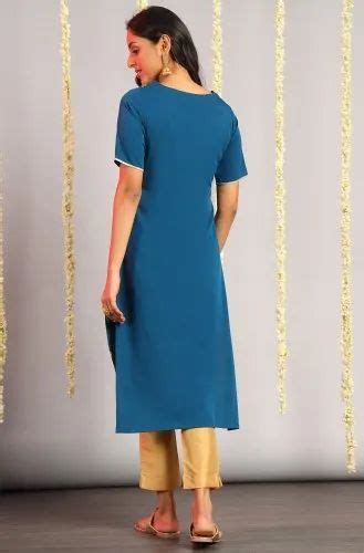 Janasya Women S Teal Poly Crepe Kurta At Rs Piece Women Kurta In