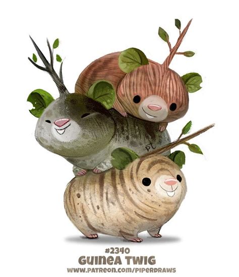 Daily Paint 2340 Guinea Twig Piper Thibodeau Cute Food Drawings
