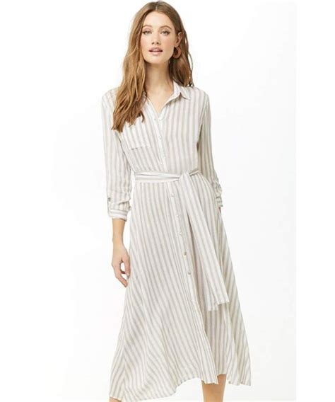 Forever 21（フォーエバー トゥエンティーワン）の「forever 21 Striped Shirt Dress（ワンピース）」 Wear