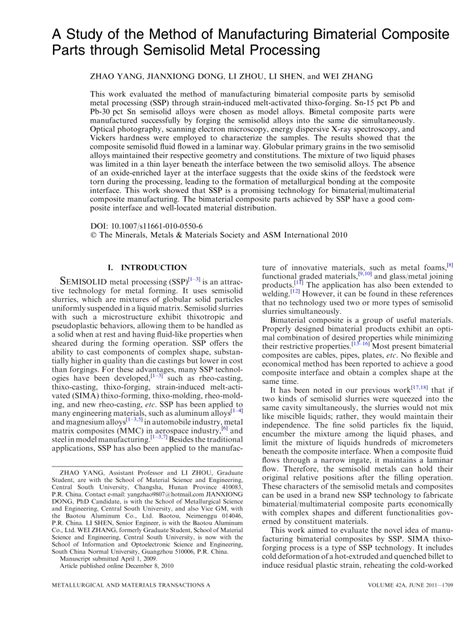 (PDF) A Study of the Method of Manufacturing Bimaterial Composite Parts ...