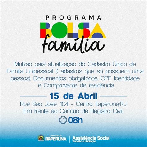 Sábado Tem Mutirão Para Atualização Do Cadastro Único De Família