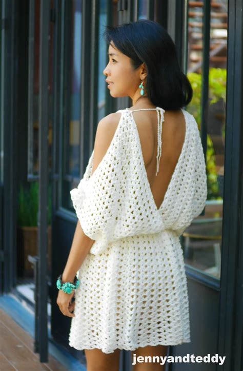 White Hippie Boho Mini Dress Free Crochet Pattern