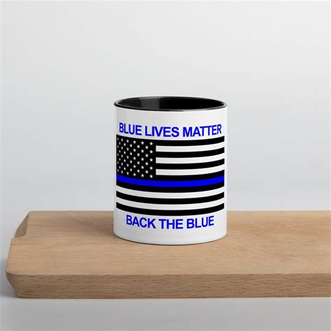 Thin Blue Line Mug With Color Inside Etsy Hong Kong