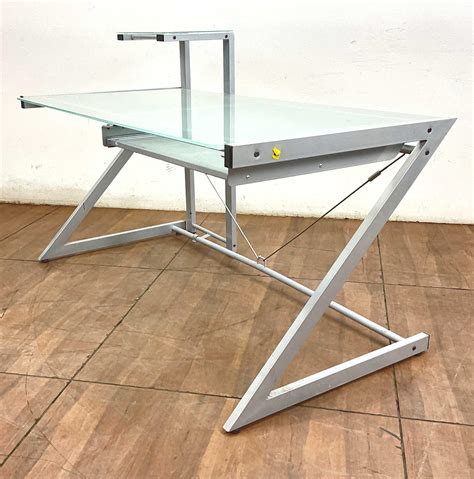 Lot Modern Metal And Glass Computer Table