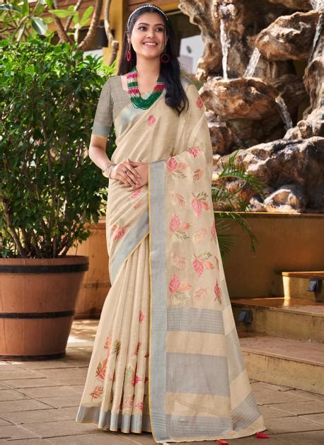 Buy Beige Linen Festival Wear Weaving Saree Online From Wholesale Salwar