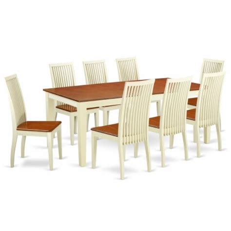 East West Furniture QUIP9 BMK W 9 Piece Dining Table Set Buttermilk