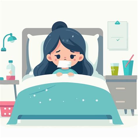 Vector Person Is Sick And Lying In Bed Premium AI Generated Vector