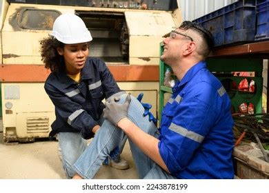 Industrial Accident Worker Accident Injury Machine Stock Photo