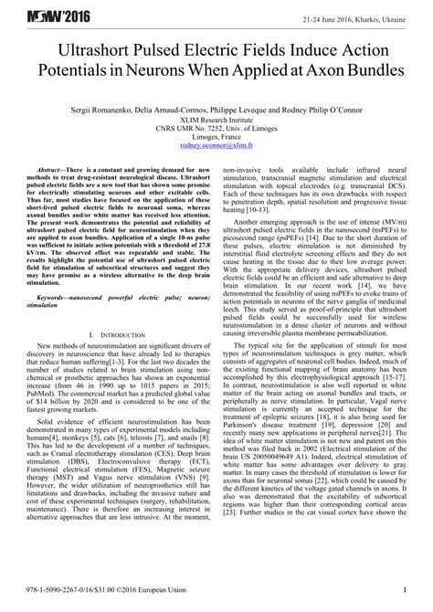 Pdf Ultrashort Pulsed Electric Fields Induce Action Potentials In