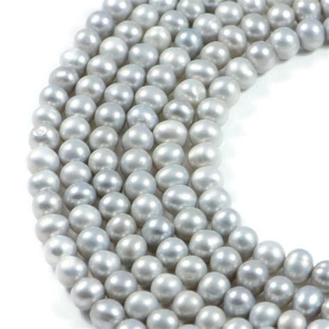 Freshwater Pearl Beads 6 7mm Grey Jewellery Making Pear AqBeads UK