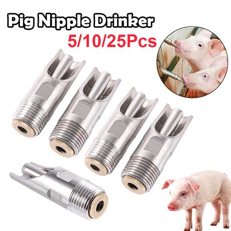 Pcs Stainless Steel Automatic Pig Drinker Pt Thread Piglet