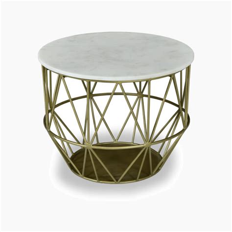 COFFEE TABLE GOLD WHITE MARBLE - Party Guide