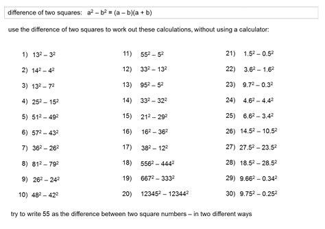 Squares From 1 To 20