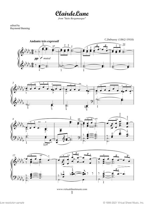 Clair De Lune Sheet Music For Piano Solo Pdf Interactive