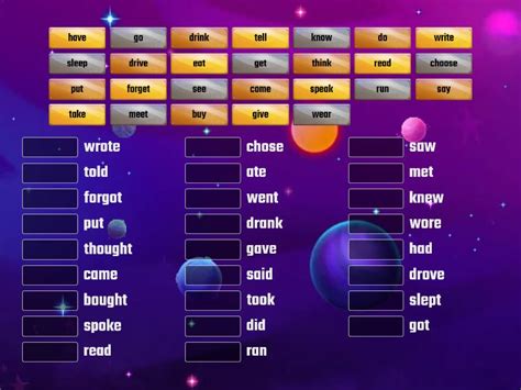 Irregular Verbs In The Simple Past Une Las Parejas