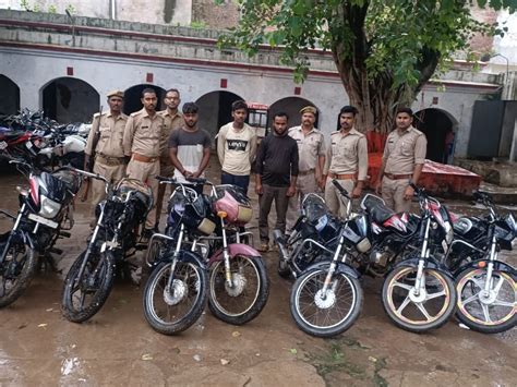 3 Gang Members Arrested 9 Stolen Motorcycles Recovered एटा पुलिस ने