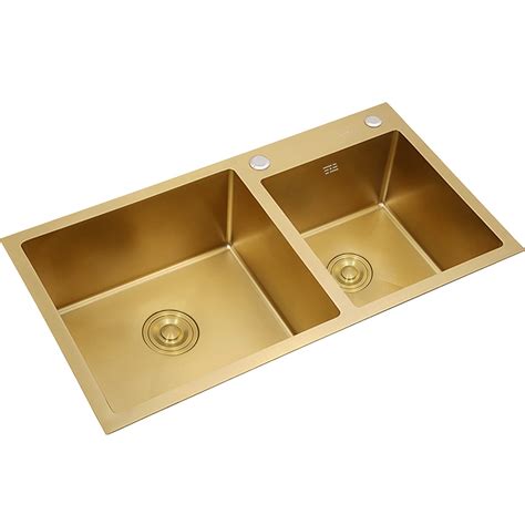 Gold Kitchen Sink Double Bowl Bar Sink Stainless Steel Nano