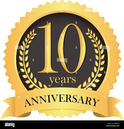 Golden Anniversary Medal Icon 10th Anniversary Stock Vector Image