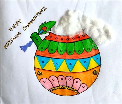 Happy Krishna Janmashtami Butter Pot Drawing Bird Crafts Preschool Preschool Arts And