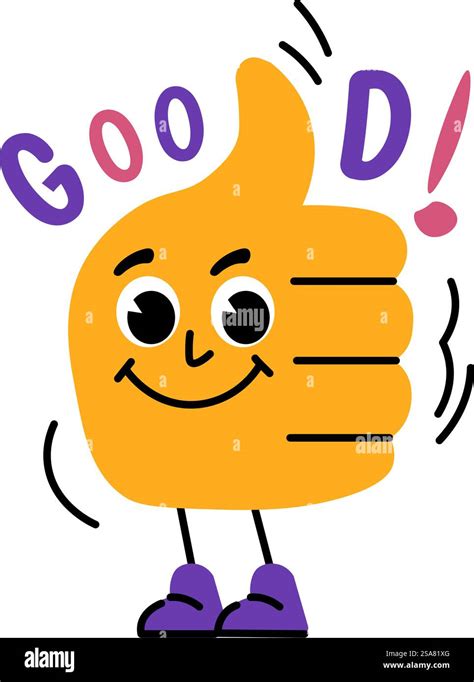 cheerful hand character  good gesture positive affirmation  form