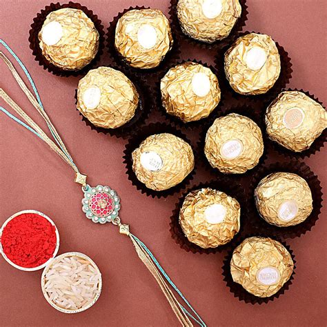 Stylish Rakhi N Ferrero Rocher 12 Pcs Usa Gift Stylish Rakhi N