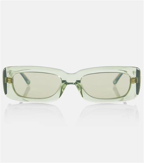 X Linda Farrow Mini Marfa Rectangular Sunglasses In Green The Attico