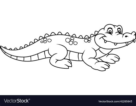 Funny cartoon crocodile children coloring Vector Image