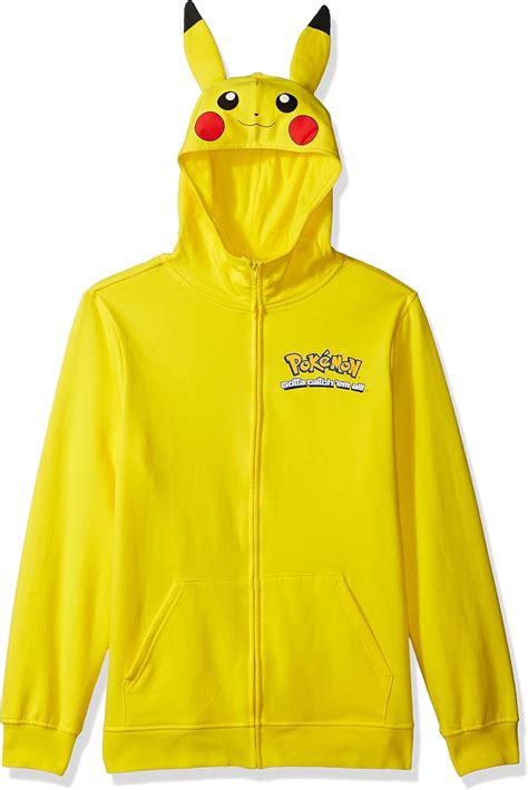 Pokemon Men S Pikachu Character Zip Front Hoodie Clothing Shoes And Jewelry