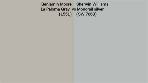 Benjamin Moore La Paloma Gray 1551 Vs Sherwin Williams Monorail Silver Sw 7663 Side By Side