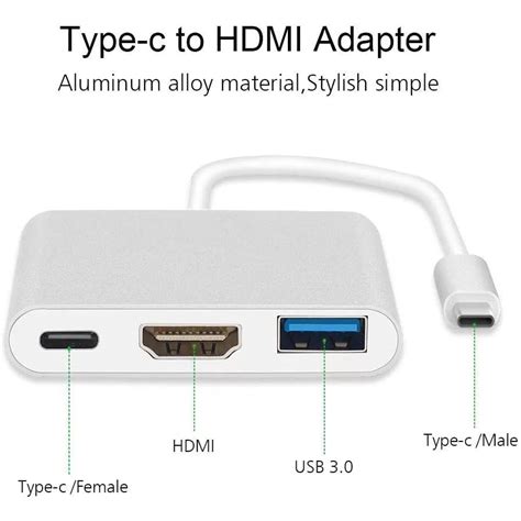 3 In 1 Hub Type C Usb 3 1 To Usb C 4k Hdmi Usb 3 0 Adapter