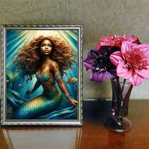 Black Mermaid Art Painting Black Mermaid Wall Art Black Mermaid Art ...