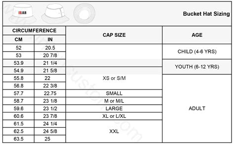 Hat Size Chart Fully Custom Hats And Garments Manufacturer