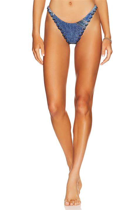 Miaou Rio Bikini Bottom In Denim Print REVOLVE