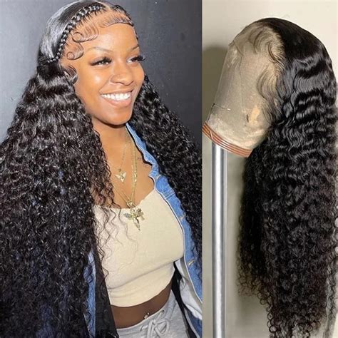 Karbalu 26 Inch 13x6 Deep Wave Lace Front Wigs Human Hair