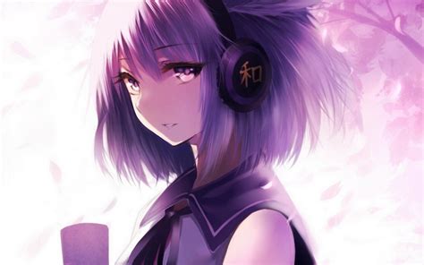 Anime Purple Hair Hd Wallpaper Anime Anime Girls Long Hair Purple Hair Green Eyes Wallpaper