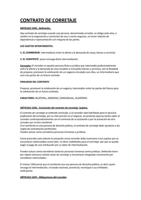 Contrato De Corretaje Derechos Del Consumidor Y De La Empresa