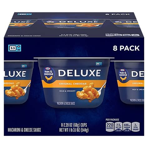 Kraft Deluxe Original Macaroni And Cheese Easy Microwavable Dinner 8 Ct Box 2 39 Oz Cups