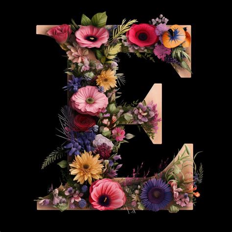 Premium Photo Letter E With Flowers Alphabet Letter Flowers Floral