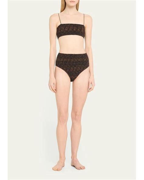 Totême Smocked Tortoiseshell Bikini Top in Natural Lyst